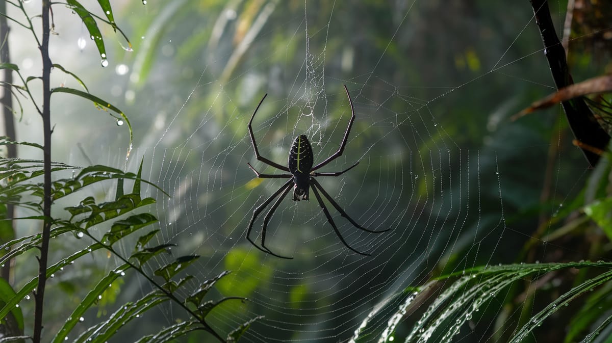 Black Orb Weaver Spider