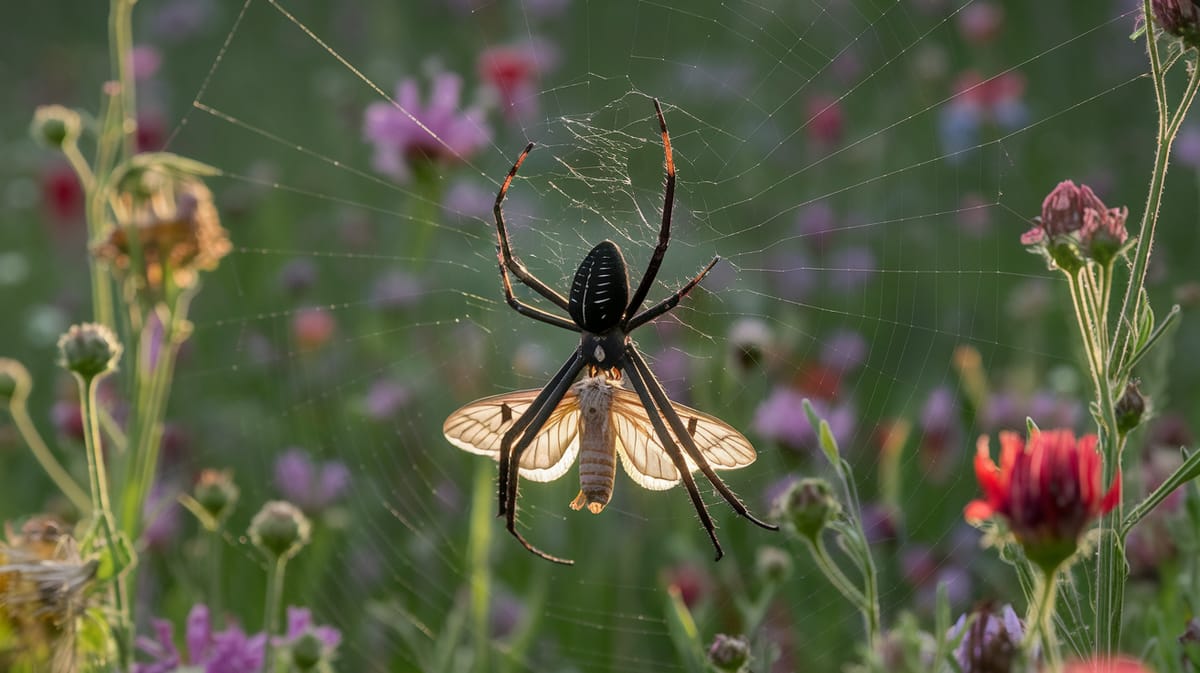 Black Orb Weaver Spider - Food