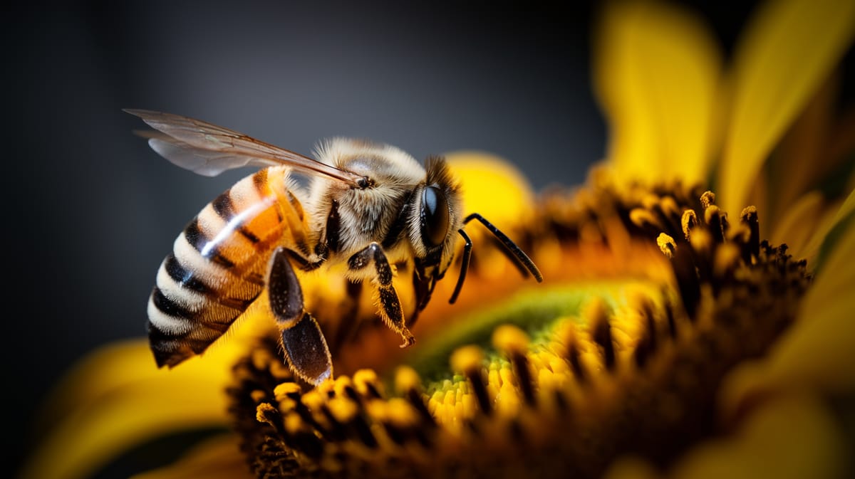 bee pollinating flowers