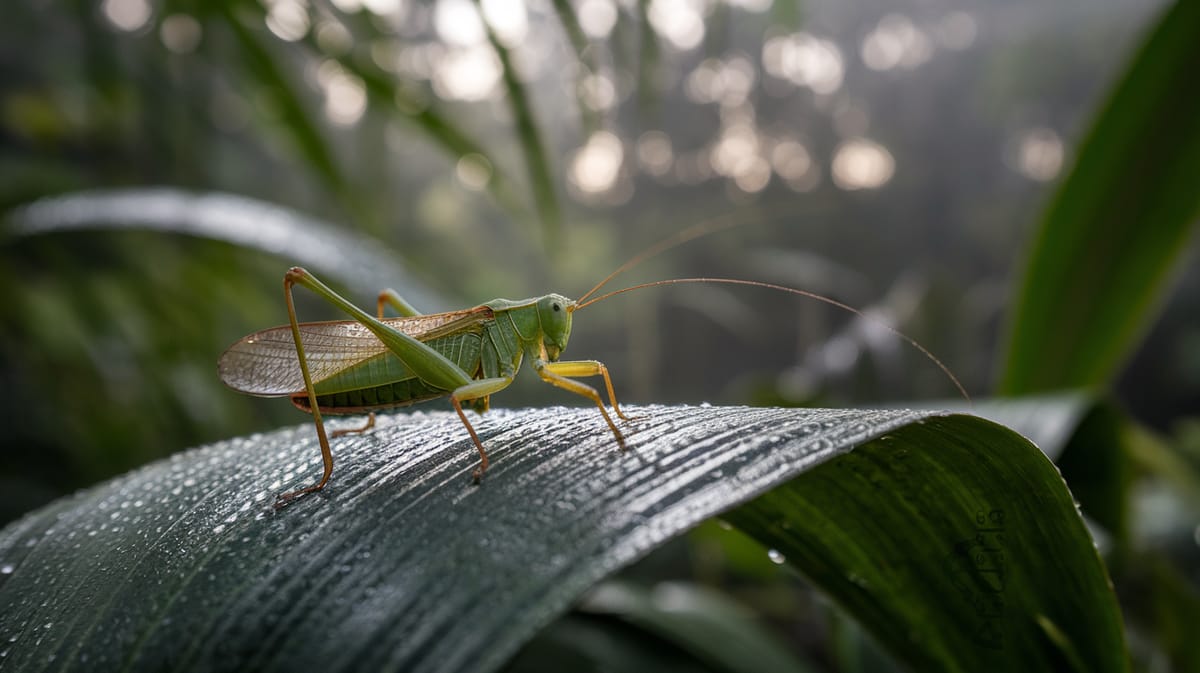 Katydid (Phaneroptera falcata) - Whispering through the night, the Katydid mimics leaves to evade predators while emitting melodic ca
